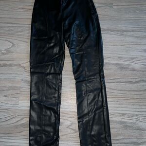 Zara Black Leather-Style Trousers